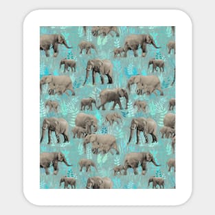 Sweet Elephants in Soft Teal Sticker